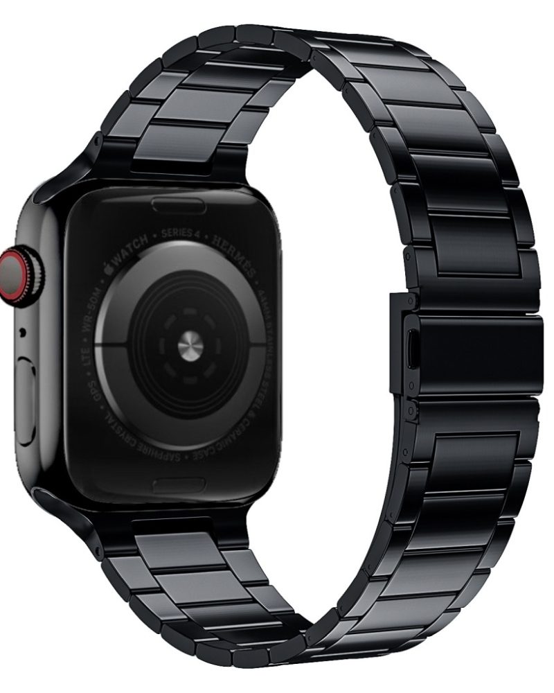 Black Slim Stainless Steel Band for Apple Watch - Image 3