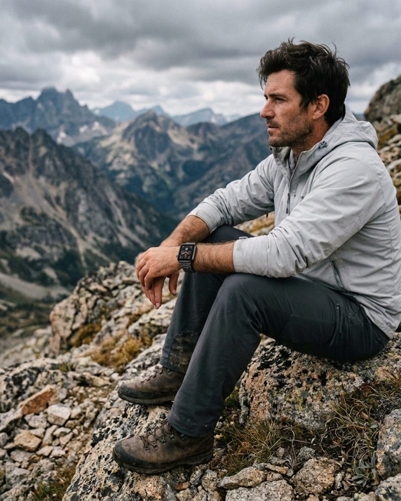 Model wearing Black Slim Stainless Steel Band for Apple Watch Apple Watch band