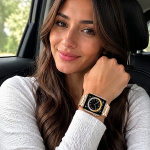 Model wearing Rose Gold Slim Stainless Steel Band for Apple Watch Apple Watch band