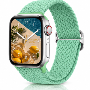 Model wearing Pistachio Green Braided Loop Band for Apple Watch Apple Watch band