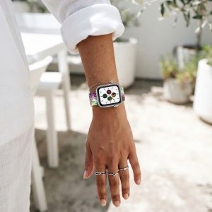 Model wearing Rainbow Braided Loop Band for Apple Watch Apple Watch band