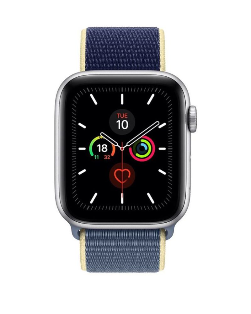 Alaskan blue woven nylon Apple Watch sport loop band with hook-and-loop closure