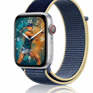 Model wearing Alaskan Blue Sport Loop For Apple Watch Apple Watch band
