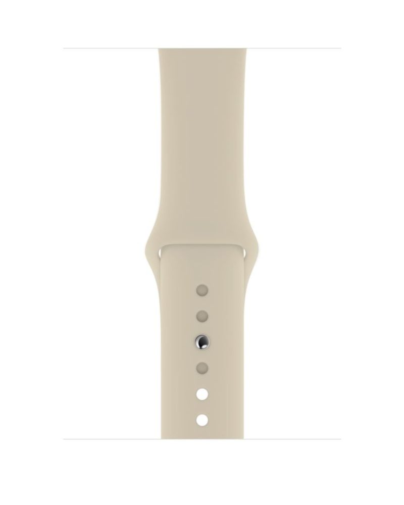 Antique white silicone Apple Watch sport band with silver pin buckle