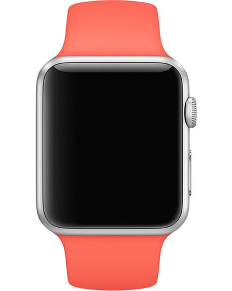 Apricot orange silicone Apple Watch sport band with silver aluminum case
