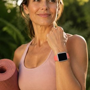 Model wearing Apricot Sport Band for Apple Watch Apple Watch band