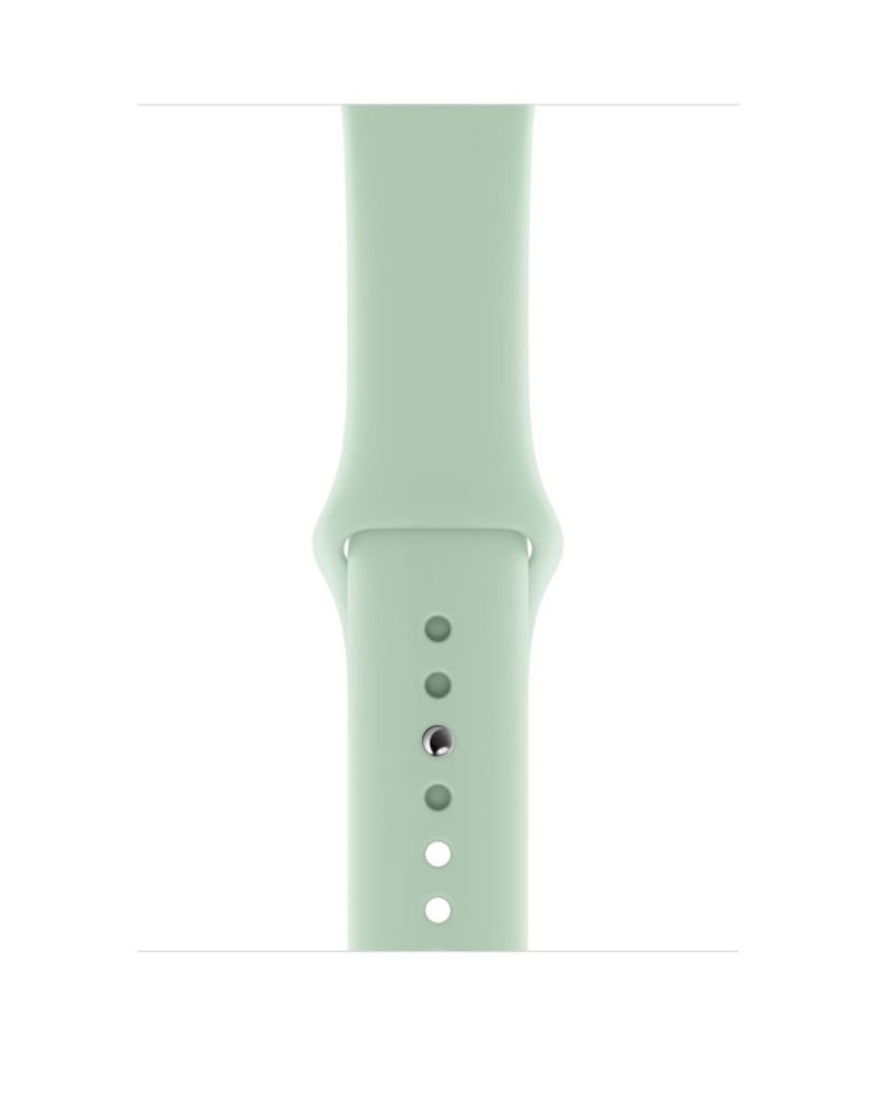 Beryl green silicone Apple Watch sport band with adjustment holes