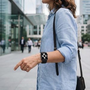 Model wearing Black Braided Loop Band for Apple Watch Apple Watch band
