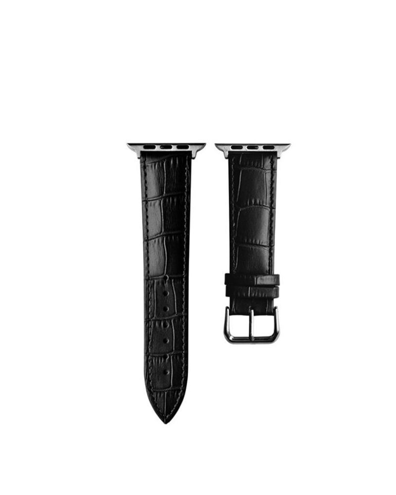 Black Croc Leather Band for Apple Watch