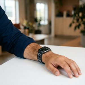Model wearing Black/Grey Sport Band Active for Apple Watch Apple Watch band