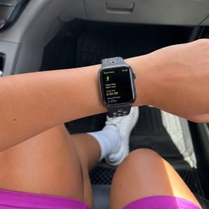Model wearing Black/Grey Sport Band Active for Apple Watch Apple Watch band