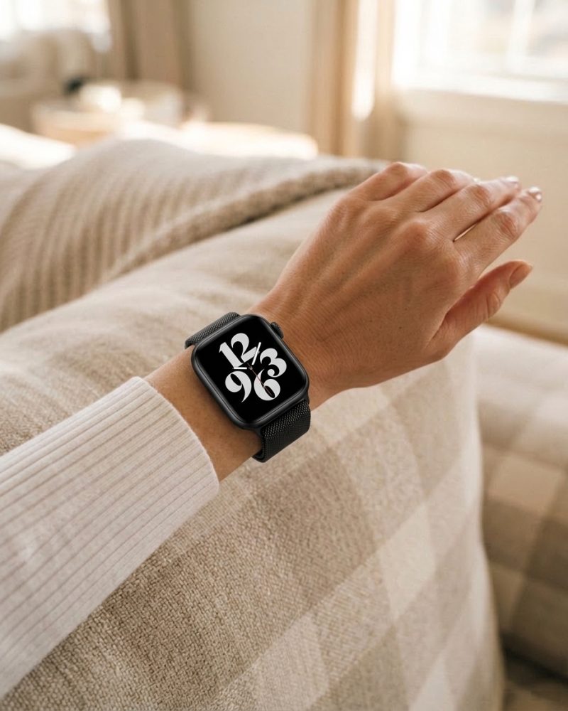 Model wearing Black Havana Stainless Steel Band for Apple Watch Apple Watch band