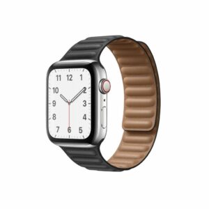 Black Leather Link Band for Apple Watch