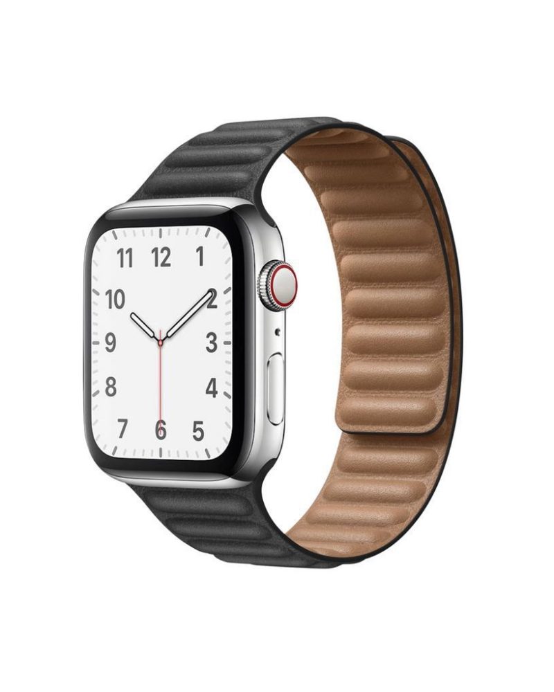 Black Leather Link Band for Apple Watch
