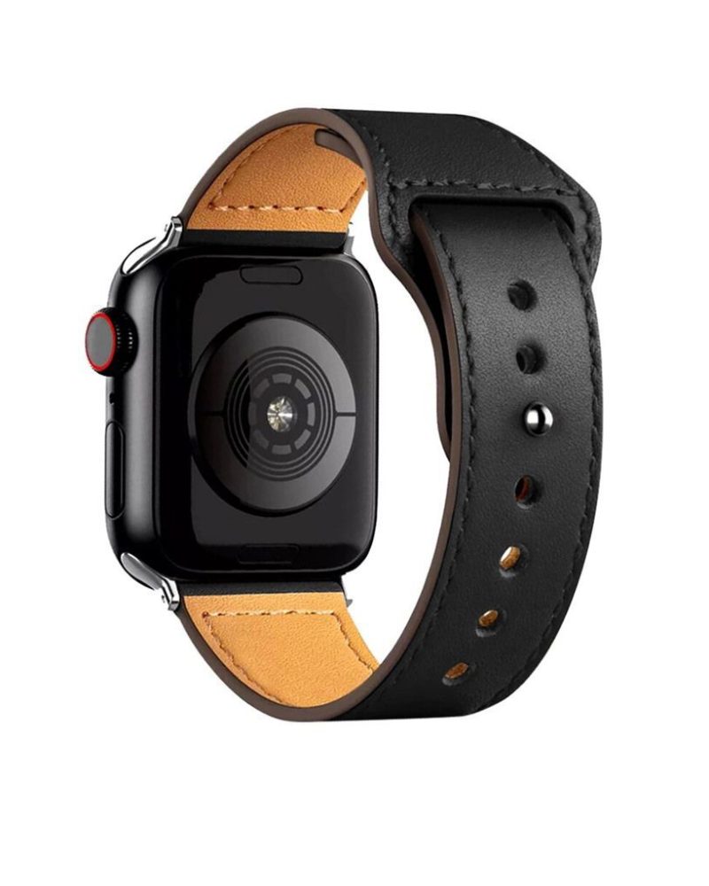 Black Lincoln Leather Band for Apple Watch