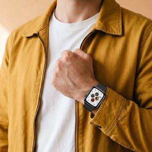 Model wearing Black Milanese Loop for Apple Watch Apple Watch band