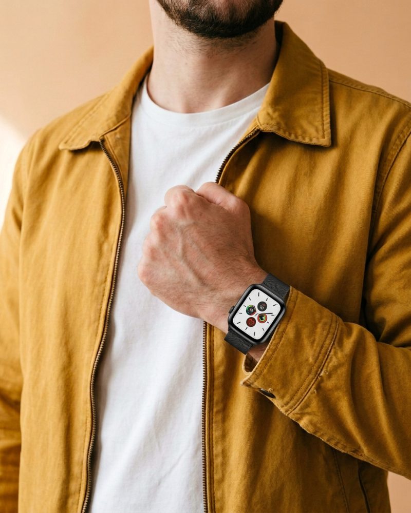 Model wearing Black Milanese Loop for Apple Watch Apple Watch band