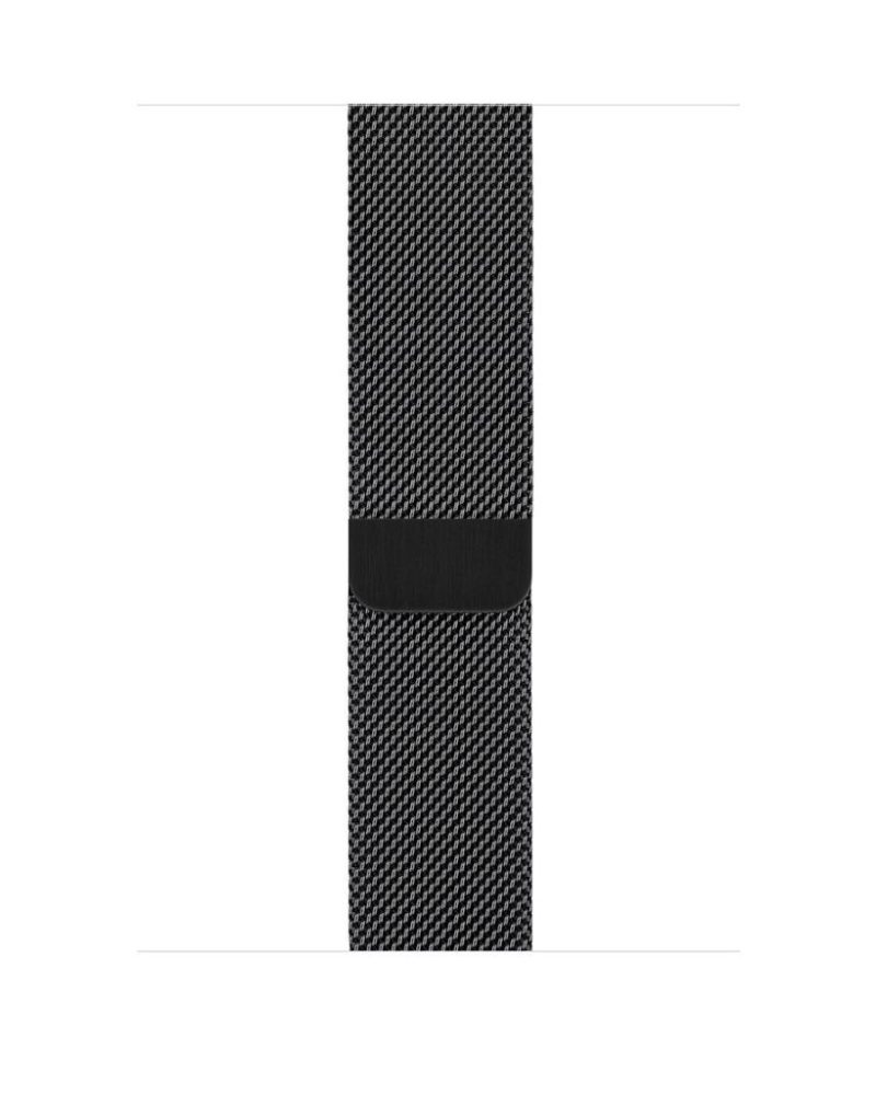 Black stainless steel mesh Milanese Loop Apple Watch band with magnetic closure