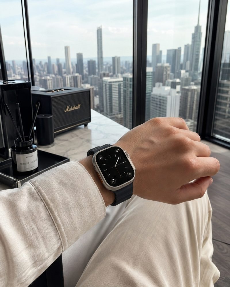 Model wearing Black Ocean Band for Apple Watch Apple Watch band