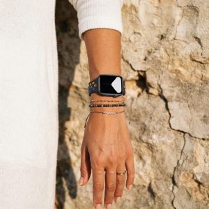 Model wearing Black/Rainbow Pride Sport Band Active for Apple Watch Apple Watch band
