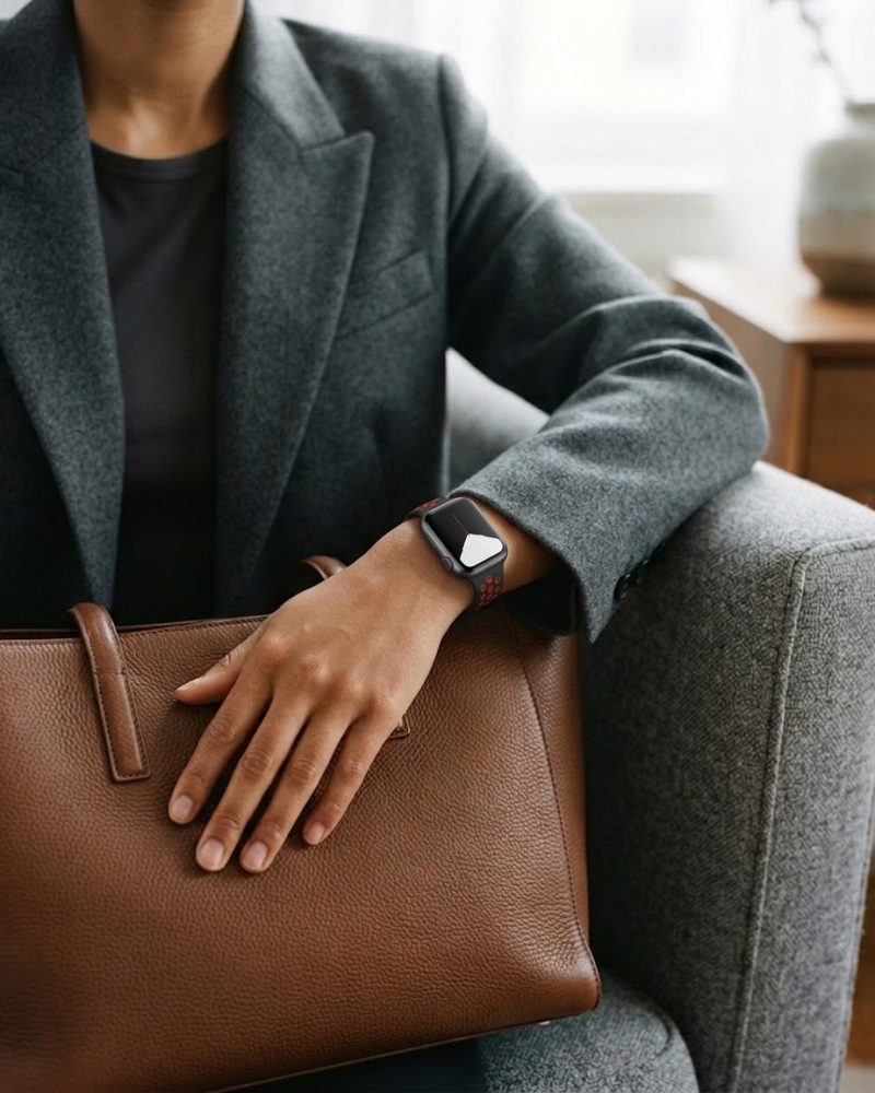 Model wearing Black/Red Sport Band Active for Apple Watch Apple Watch band