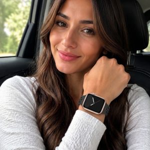 Model wearing Black Slim Silicone Band for Apple Watch Apple Watch band