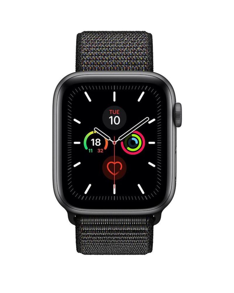 Black nylon Sport Loop band for Apple Watch in dark charcoal black