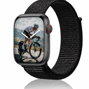 Model wearing Black Sport Loop For Apple Watch Apple Watch band