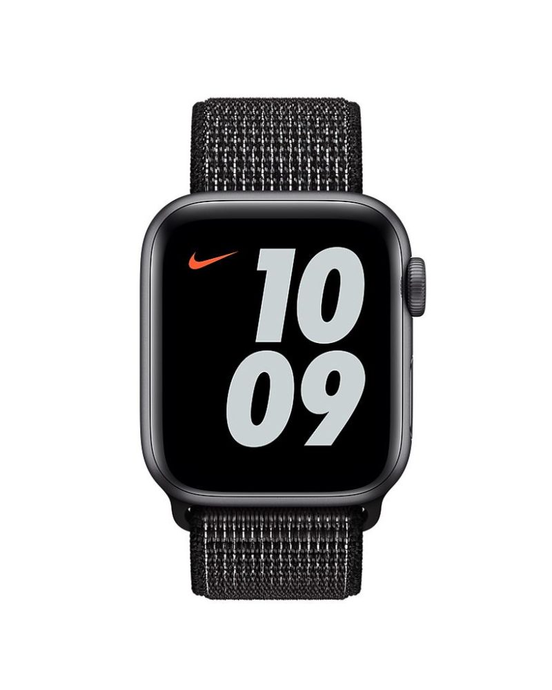 Black and white woven nylon Sport Loop band for Apple Watch
