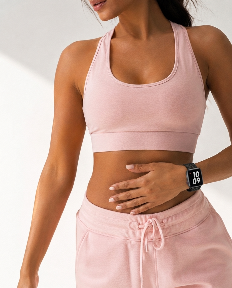Model wearing Black White Sport Loop For Apple Watch Apple Watch band