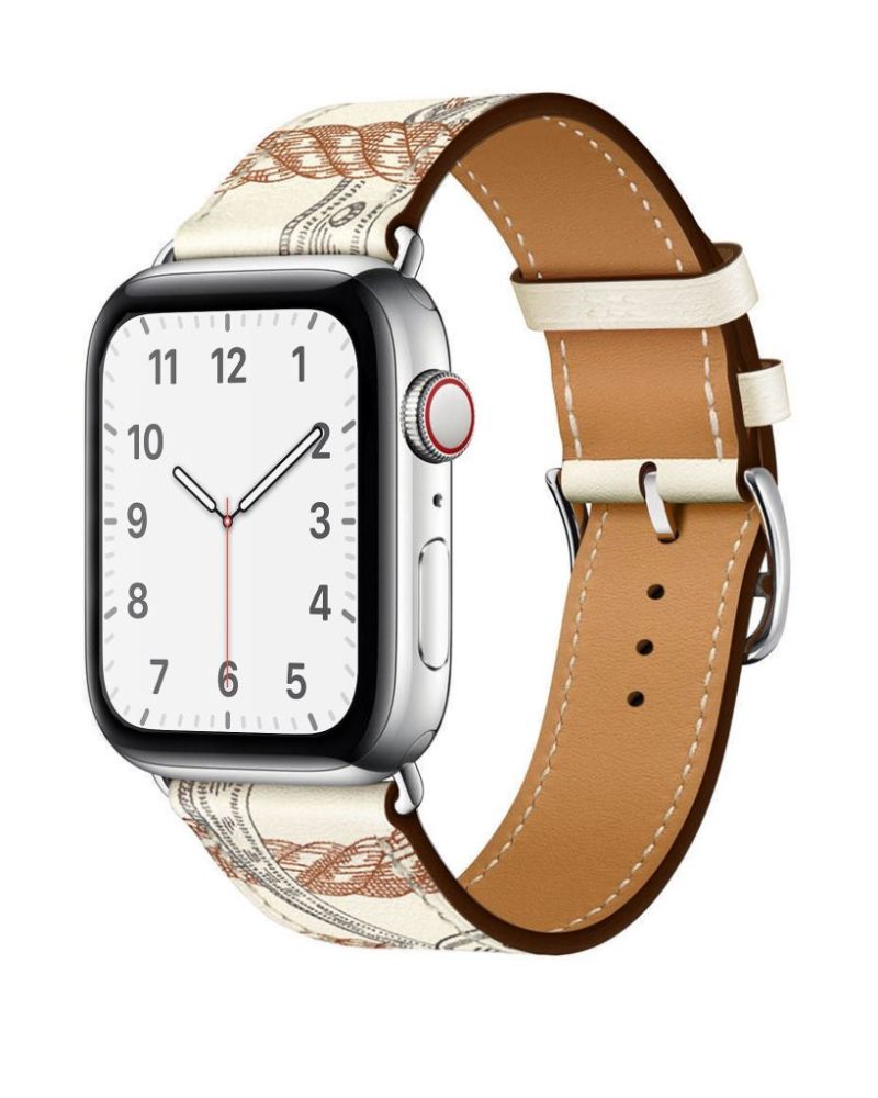 Blanc All-Over Print Single Tour Leather for Apple Watch