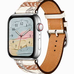 Model wearing Blanc All-Over Print Single Tour Leather for Apple Watch Apple Watch band