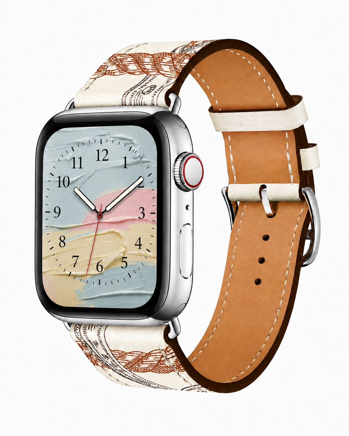 Model wearing Blanc All-Over Print Single Tour Leather for Apple Watch Apple Watch band