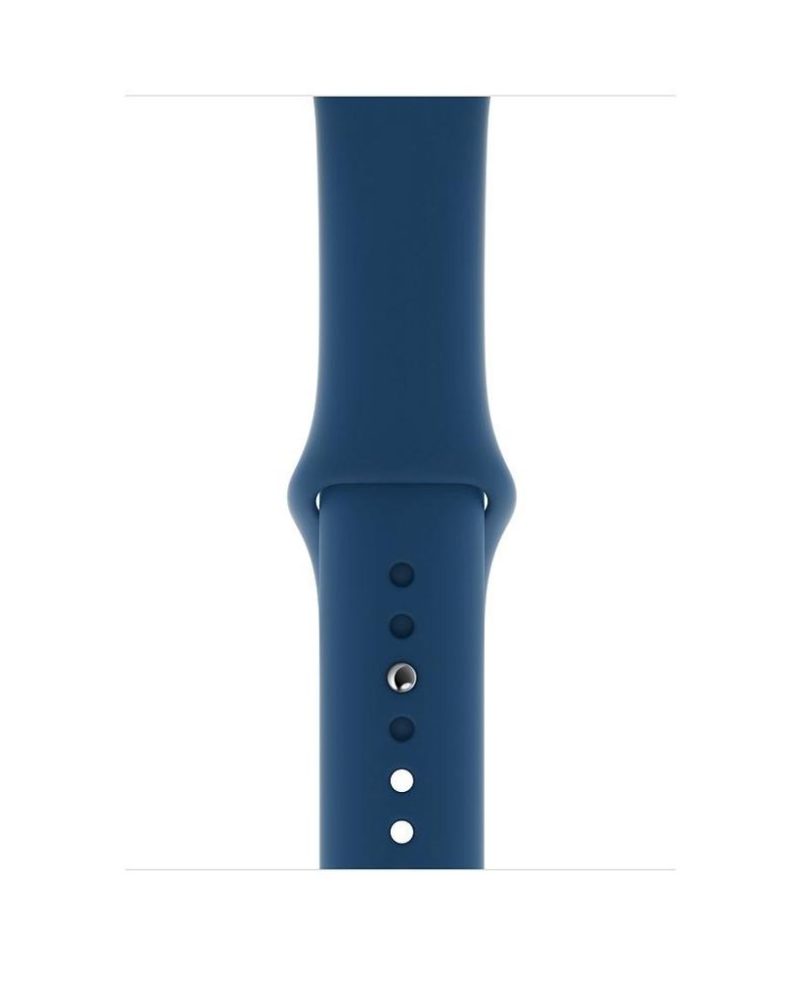 Blue cobalt silicone Apple Watch sport band with pin-and-tuck closure