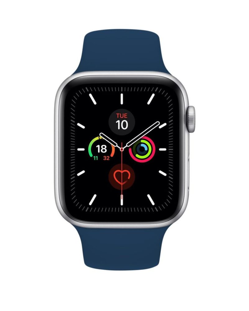 Blue Horizon silicone sport band Apple Watch with silver aluminum case