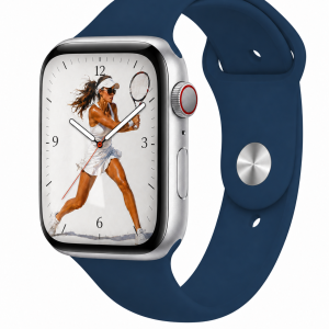 Model wearing Blue Horizon Sport Band for Apple Watch Apple Watch band