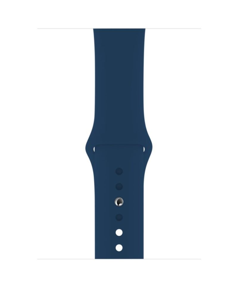 Blue Horizon navy silicone Apple Watch sport band with pin buckle closure