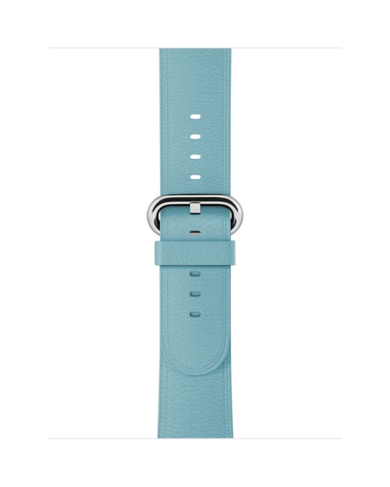 Blue Jay blue leather Apple Watch band with silver classic buckle