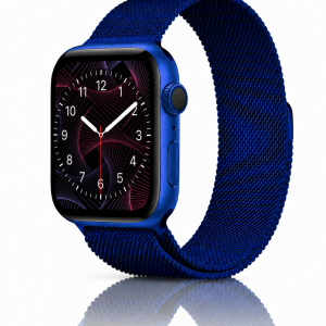 Model wearing Blue Milanese Loop for Apple Watch Apple Watch band