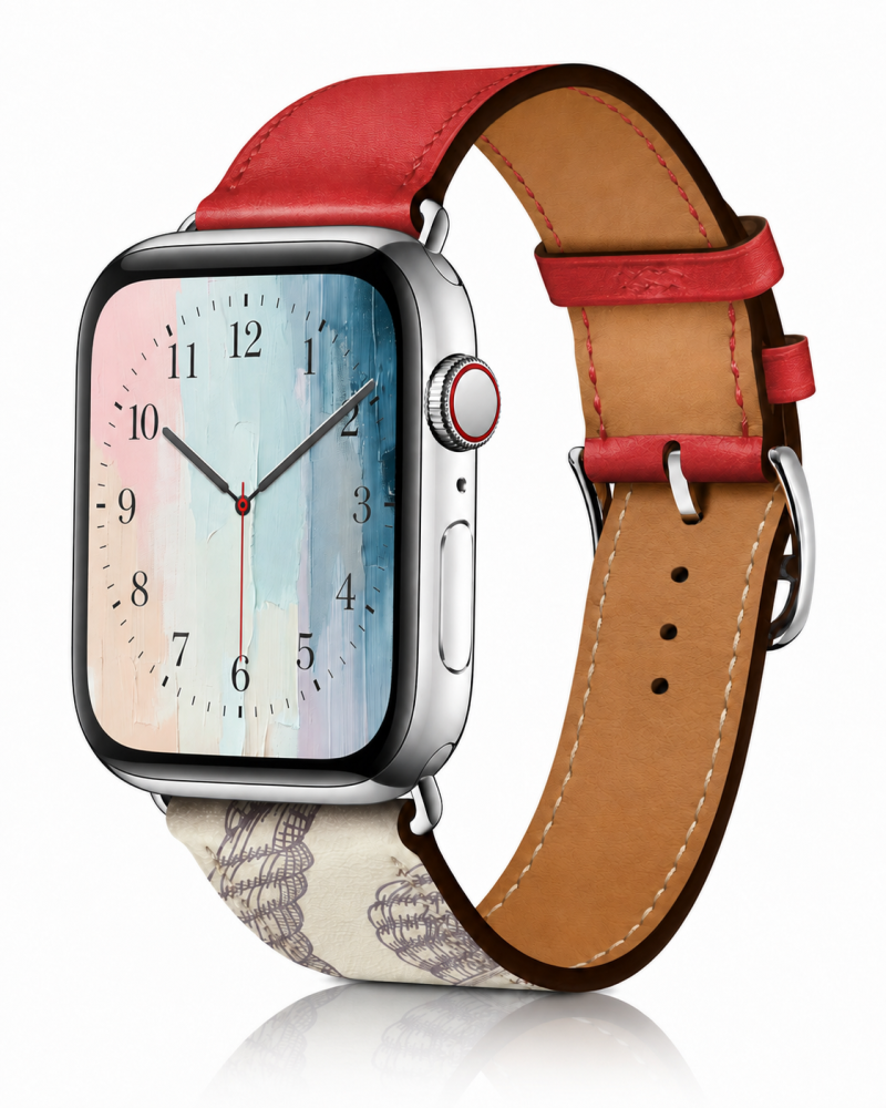 Model wearing Brique/Béton Single Tour Leather for Apple Watch Apple Watch band