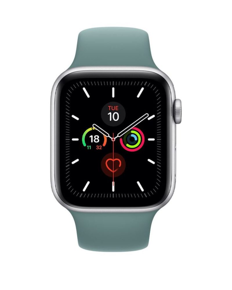 Cactus green silicone sport band for Apple Watch with silver case