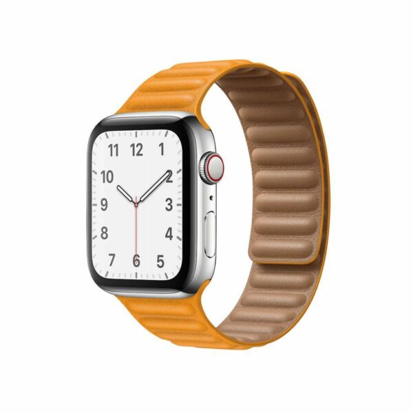 California Poppy Leather Link Band for Apple Watch