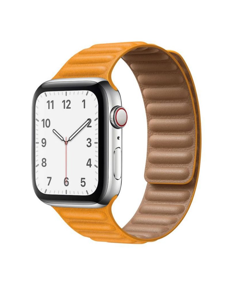 California Poppy Leather Link Band for Apple Watch