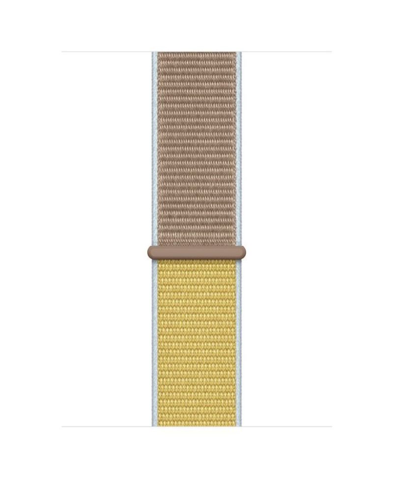 Camel and beige woven nylon Sport Loop band for Apple Watch with hook-and-loop fastener