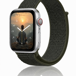 Model wearing Cargo Khaki Sport Loop For Apple Watch Apple Watch band