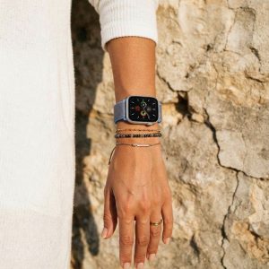 Model wearing Cerulean Sport Loop For Apple Watch Apple Watch band