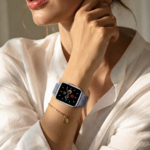 Model wearing Cerulean Sport Loop For Apple Watch Apple Watch band