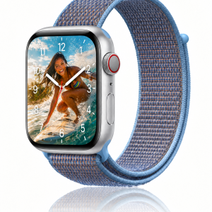 Model wearing Cerulean Sport Loop For Apple Watch Apple Watch band