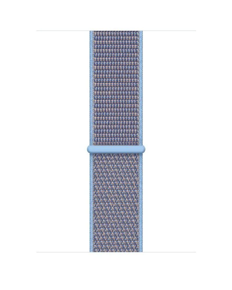 Cerulean blue woven nylon Apple Watch Sport Loop band with hook-and-loop fastener