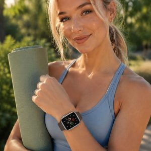 Model wearing Cocoa Sport Band for Apple Watch Apple Watch band
